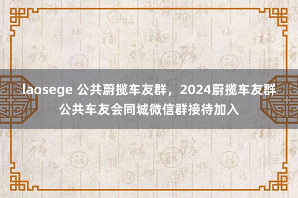 laosege 公共蔚揽车友群，2024蔚揽车友群公共车友会同城微信群接待加入