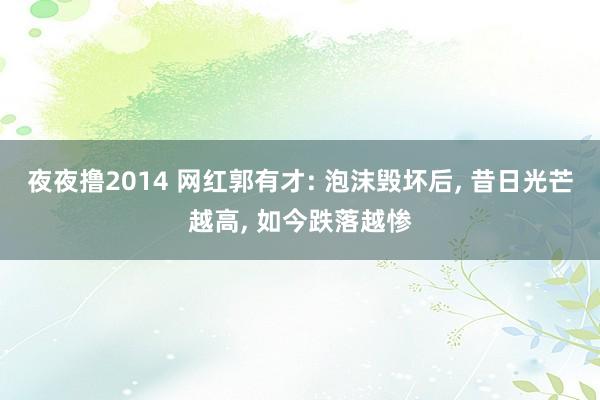 夜夜撸2014 网红郭有才: 泡沫毁坏后， 昔日光芒越高， 如今跌落越惨