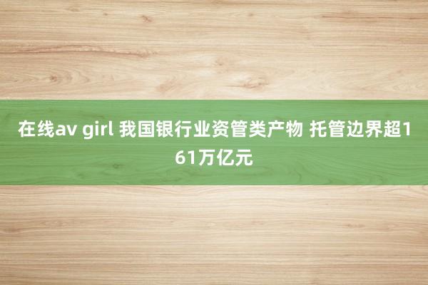 在线av girl 我国银行业资管类产物 托管边界超161万亿元