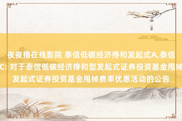 夜夜撸在线影院 泰信低碳经济搀和发起式A,泰信低碳经济搀和发起式C: 对于泰信低碳经济搀和型发起式证券投资基金甩掉费率优惠活动的公告