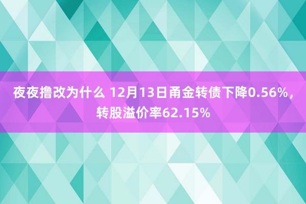夜夜撸改为什么 12月13日甬金转债下降0.56%，转股溢价率62.15%