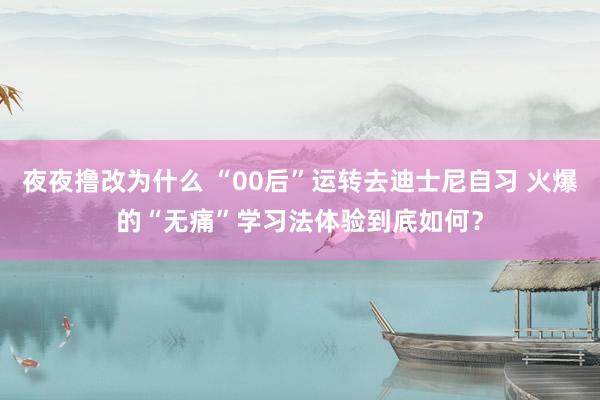 夜夜撸改为什么 “00后”运转去迪士尼自习 火爆的“无痛”学习法体验到底如何？