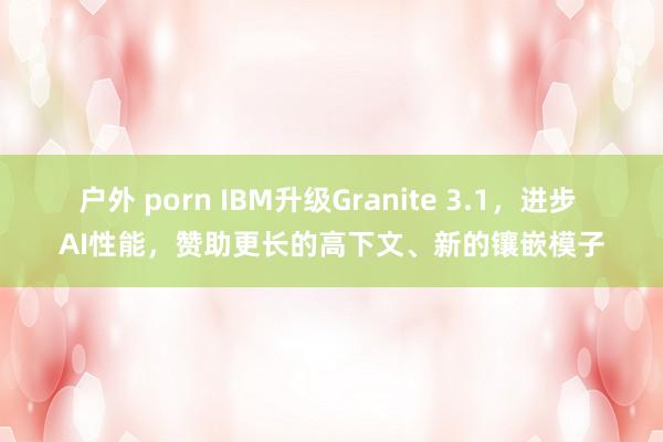 户外 porn IBM升级Granite 3.1，进步 AI性能，赞助更长的高下文、新的镶嵌模子