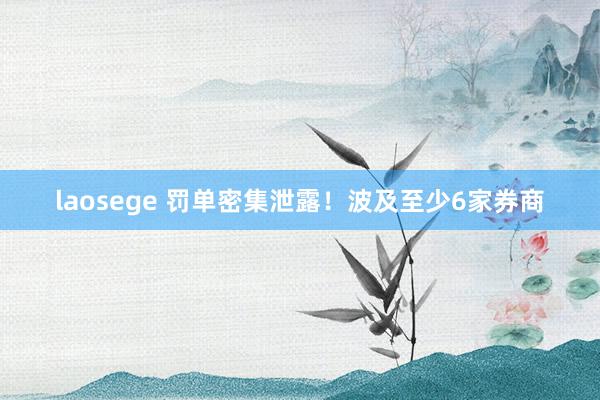 laosege 罚单密集泄露！波及至少6家券商