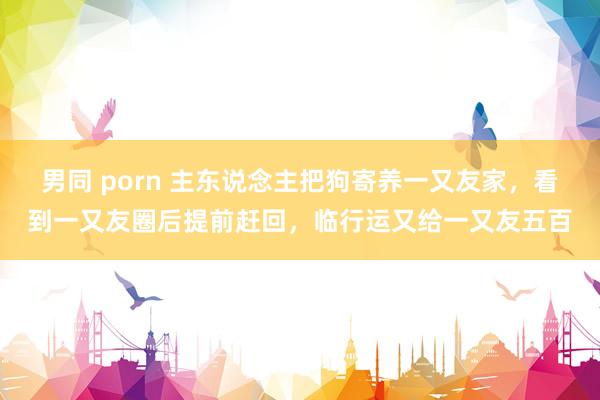 男同 porn 主东说念主把狗寄养一又友家，看到一又友圈后提前赶回，临行运又给一又友五百
