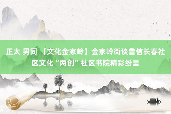 正太 男同 【文化金家岭】金家岭街谈鲁信长春社区文化“两创”社区书院精彩纷呈