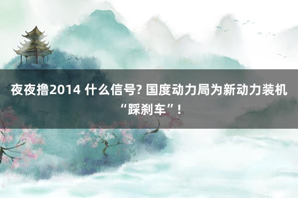 夜夜撸2014 什么信号? 国度动力局为新动力装机“踩刹车”!