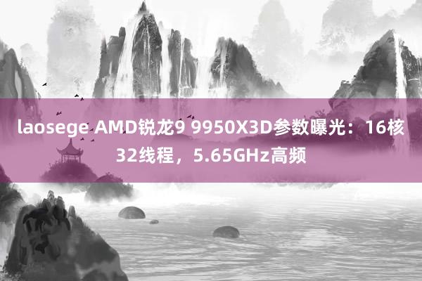 laosege AMD锐龙9 9950X3D参数曝光：16核32线程，5.65GHz高频