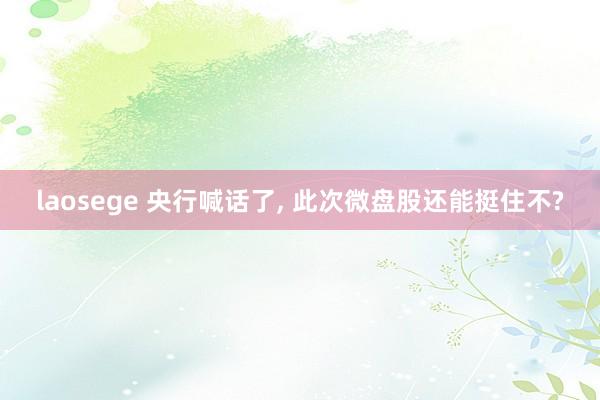 laosege 央行喊话了， 此次微盘股还能挺住不?