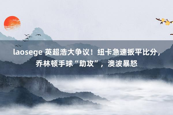 laosege 英超浩大争议！纽卡急速扳平比分，乔林顿手球“助攻”，澳波暴怒