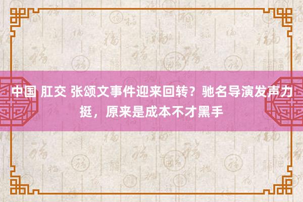 中国 肛交 张颂文事件迎来回转？驰名导演发声力挺，原来是成本不才黑手