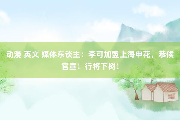 动漫 英文 媒体东谈主：李可加盟上海申花，恭候官宣！行将下树！