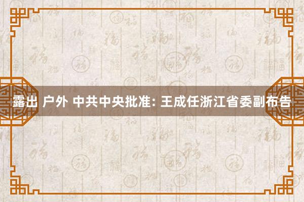 露出 户外 中共中央批准: 王成任浙江省委副布告