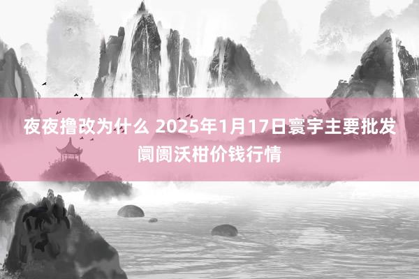 夜夜撸改为什么 2025年1月17日寰宇主要批发阛阓沃柑价钱行情