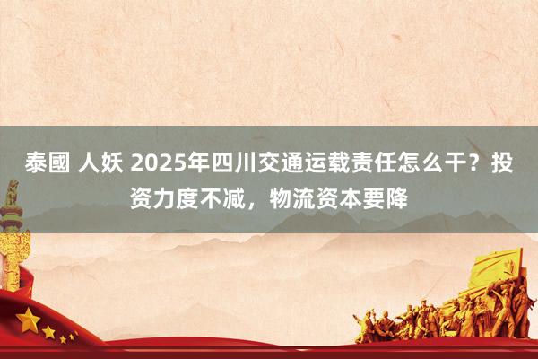 泰國 人妖 2025年四川交通运载责任怎么干？投资力度不减，物流资本要降