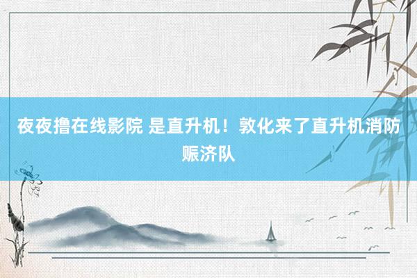 夜夜撸在线影院 是直升机！敦化来了直升机消防赈济队
