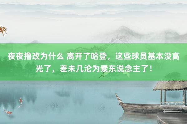 夜夜撸改为什么 离开了哈登，这些球员基本没高光了，差未几沦为素东说念主了！