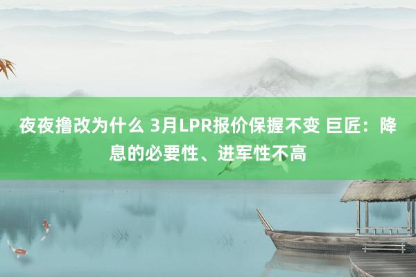 夜夜撸改为什么 3月LPR报价保握不变 巨匠：降息的必要性、进军性不高