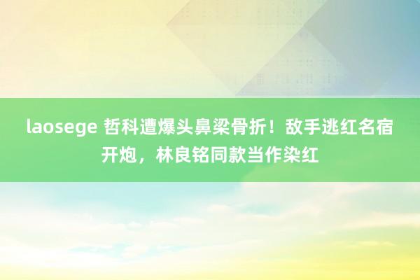 laosege 哲科遭爆头鼻梁骨折！敌手逃红名宿开炮，林良铭同款当作染红