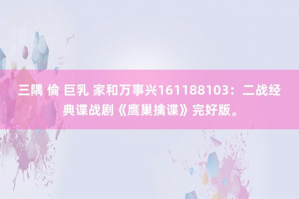 三隅 倫 巨乳 家和万事兴161188103：二战经典谍战剧《鹰巢擒谍》完好版。
