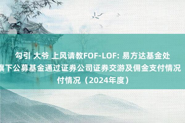 勾引 大爷 上风请教FOF-LOF: 易方达基金处置有限公司旗下公募基金通过证券公司证券交游及佣金支付情况（2024年度）
