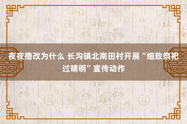 夜夜撸改为什么 长沟镇北南田村开展“细致祭祀过晴明”宣传动作