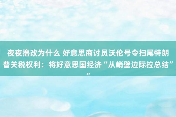 夜夜撸改为什么 好意思商讨员沃伦号令扫尾特朗普关税权利：将好意思国经济“从峭壁边际拉总结”