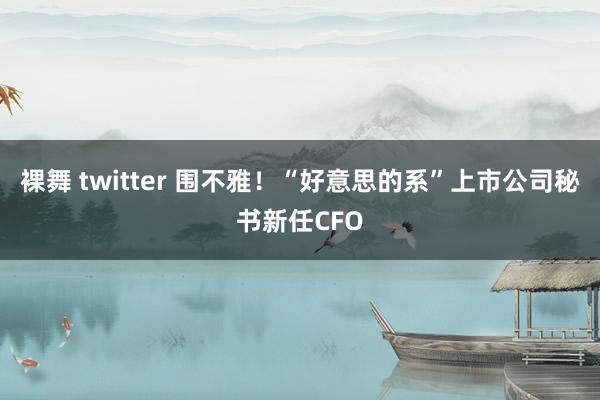 裸舞 twitter 围不雅！“好意思的系”上市公司秘书新任CFO