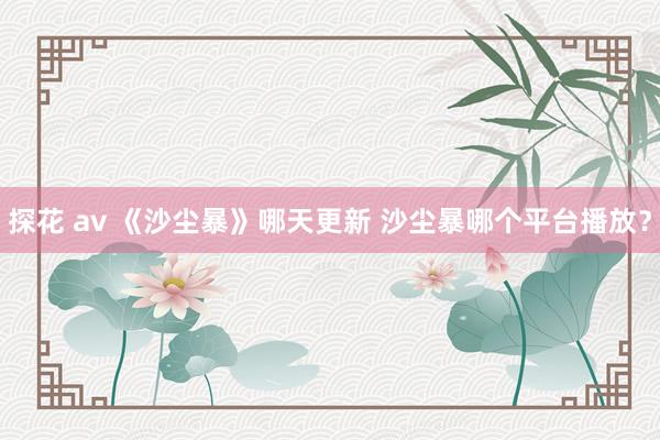 探花 av 《沙尘暴》哪天更新 沙尘暴哪个平台播放？