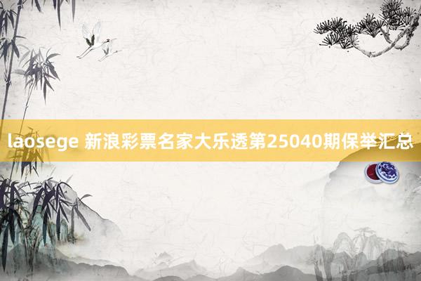 laosege 新浪彩票名家大乐透第25040期保举汇总