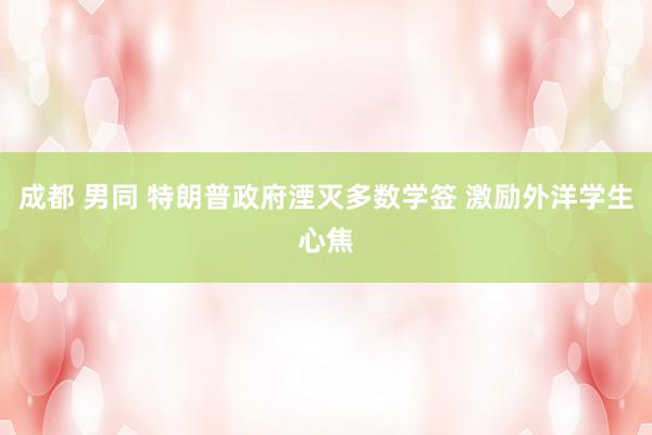 成都 男同 特朗普政府湮灭多数学签 激励外洋学生心焦