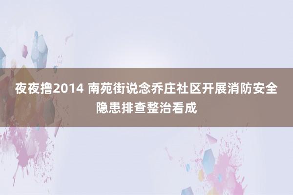 夜夜撸2014 南苑街说念乔庄社区开展消防安全隐患排查整治看成