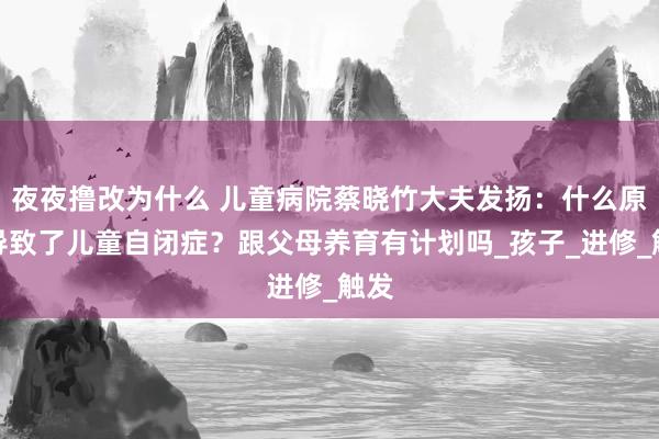 夜夜撸改为什么 儿童病院蔡晓竹大夫发扬：什么原因导致了儿童自闭症？跟父母养育有计划吗_孩子_进修_触发