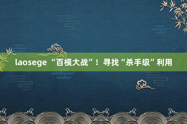 laosege “百模大战”！寻找“杀手级”利用