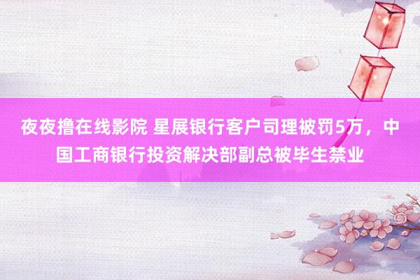 夜夜撸在线影院 星展银行客户司理被罚5万，中国工商银行投资解决部副总被毕生禁业