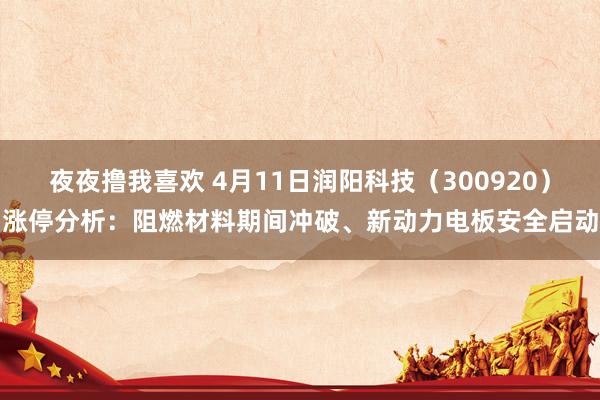 夜夜撸我喜欢 4月11日润阳科技（300920）涨停分析：阻燃材料期间冲破、新动力电板安全启动